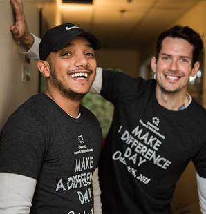 Men in make a difference day shirts